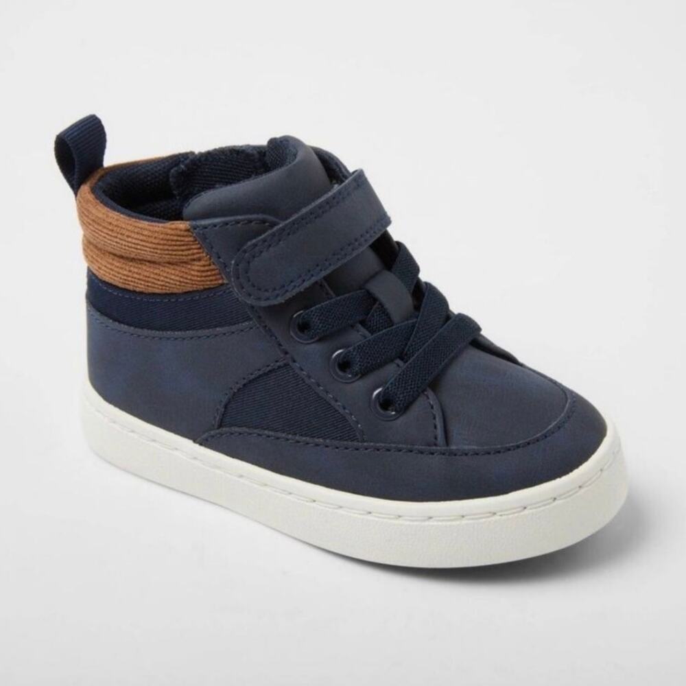 Cat & Jack Toddler Aidan Sneaker Boots Navy Blue Corduroy Trim Size 10